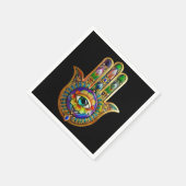 花カラフル花びらターコイズサードアイハムサ スタンダードカクテルナプキン (角)