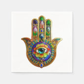 花カラフル花びらターコイズサードアイハムサ スタンダードカクテルナプキン (正面)