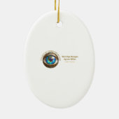 花カラフル花びらターコイズサードアイハムサ セラミックオーナメント (裏面)