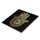 花カラフル花びらターコイズサードアイハムサ タイル (側面)