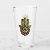 花カラフル花びらターコイズサードアイハムサ タンブラーグラス (裏面)