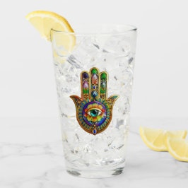 花カラフル花びらターコイズサードアイハムサ タンブラーグラス