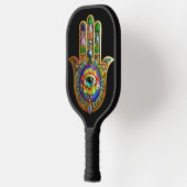 花カラフル花びらターコイズサードアイハムサ ピックルボールラケット (左)