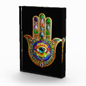 花カラフル花びらターコイズサードアイハムサ フォトブロック (右)