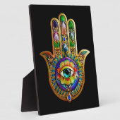 花カラフル花びらターコイズサードアイハムサ フォトプラーク (側面)