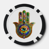 花カラフル花びらターコイズサードアイハムサ ポーカーチップ (裏面)