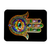 花カラフル花びらターコイズサードアイハムサ マグネット (横)