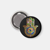 花カラフル花びらターコイズサードアイハムサ マグネット (正面/裏面)