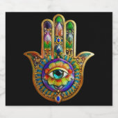 花カラフル花びらターコイズサードアイハムサ リキュールボトルラベル (シングルラベル)