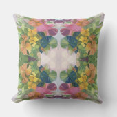 花カラフル花びら水彩模様絵を描の アウトドアクッション (正面)