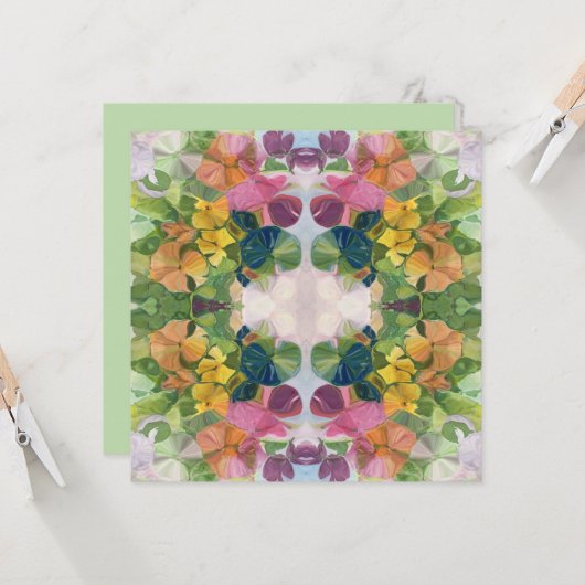 花カラフル花びら水彩模様絵を描の カード (正面/裏面インサイチュ)