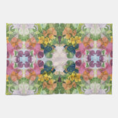 花カラフル花びら水彩模様絵を描の キッチンタオル (横)