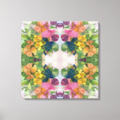 花カラフル花びら水彩模様絵を描の キャンバスプリント (正面)