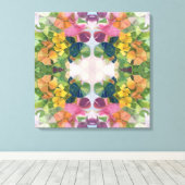 花カラフル花びら水彩模様絵を描の キャンバスプリント (インサイチュ (ウッドフロア))