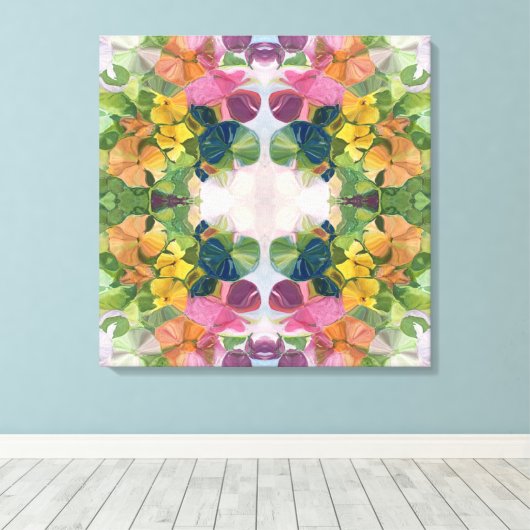 花カラフル花びら水彩模様絵を描の キャンバスプリント (インサイチュ (ウッドフロア))