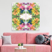 花カラフル花びら水彩模様絵を描の キャンバスプリント (インサイチュ (リビング))