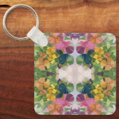 花カラフル花びら水彩模様絵を描の キーホルダー (正面)