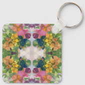 花カラフル花びら水彩模様絵を描の キーホルダー (裏面)