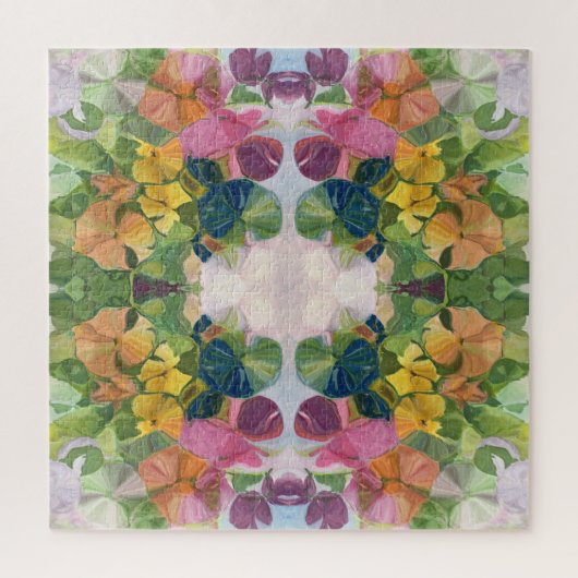 花カラフル花びら水彩模様絵を描の ジグソーパズル (縦)