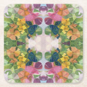 花カラフル花びら水彩模様絵を描の スクエアペーパーコースター (正面)