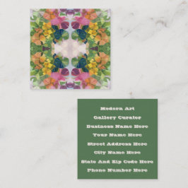 花カラフル花びら水彩模様絵を描の スクエア名刺