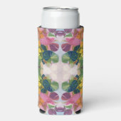 花カラフル花びら水彩模様絵を描の スリム缶クーラー (Seltzer正面)