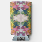 花カラフル花びら水彩模様絵を描の スリム缶クーラー (裏面)