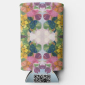 花カラフル花びら水彩模様絵を描の スリム缶クーラー (正面)