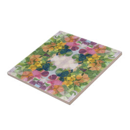 花カラフル花びら水彩模様絵を描の タイル