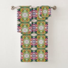 花カラフル花びら水彩模様絵を描の バスタオルセット