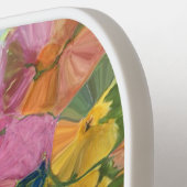 花カラフル花びら水彩模様絵を描の ピックルボールラケット (左詳細)