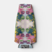 花カラフル花びら水彩模様絵を描の ボトルクーラー (正面)