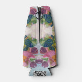 花カラフル花びら水彩模様絵を描の ボトルクーラー (裏面)