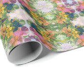 花カラフル花びら水彩模様絵を描の ラッピングペーパー (ロールコーナー)