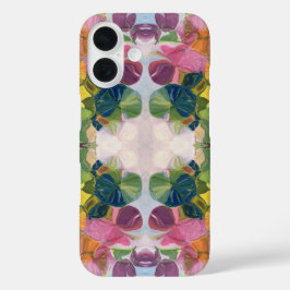 花カラフル花びら水彩模様絵を描の iPhone 16ケース