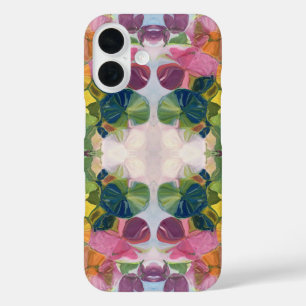 花カラフル花びら水彩模様絵を描の iPhone 16ケース