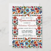 花カラフル花フローラフォークアートキンセアニェラパーティー 招待状 (正面)