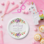 花カラフル花束枠 ペーパープレート (パーティー)