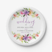 花カラフル花束枠 ペーパープレート (正面)