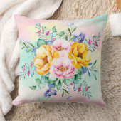 花カラフル花束 クッション (ブランケット)
