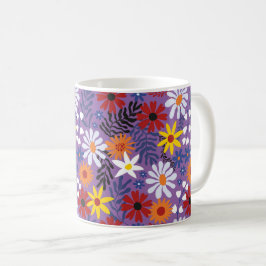 花カラフル花柄の背景 コーヒーマグカップ