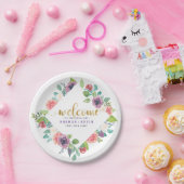 花カラフル花花花花束枠結婚の歓迎 ペーパープレート (パーティー)