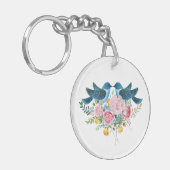 花カラフル花花花花花花花花花鳥類 キーホルダー (正面左)