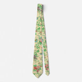花カラフル花葉柄アイボリー ネクタイ (正面)