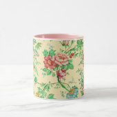 花カラフル花葉柄アイボリー マグカップ (中央)