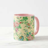 花カラフル花葉柄アイボリー マグカップ (正面右)