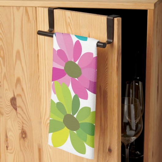花カラフル花 キッチンタオル (三つ折り)
