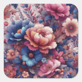 花カラフル花 スクエアシール (正面)