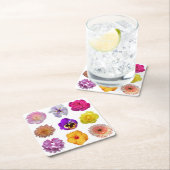 花カラフル花 スクエアペーパーコースター (インサイチュ)