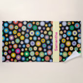 花カラフル花 ビーチタオル (正面)